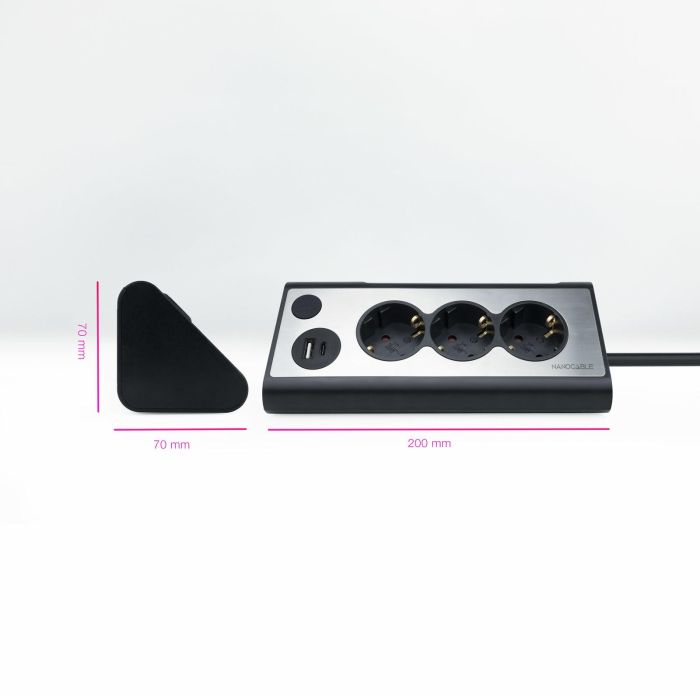 Nanocable 10.37.0013-BK Regleta de Sobremesa 3 Tomas de Corriente, USB-A, USB-C (18W), Interruptor LED, Cable 1.5m, Negro 1 Nanocable 10.37.0013-BK Regleta de Sobremesa 3 Tomas de Corriente, USB-A, USB-C (18W), Interruptor LED, Cable 1.5m, Negro 1