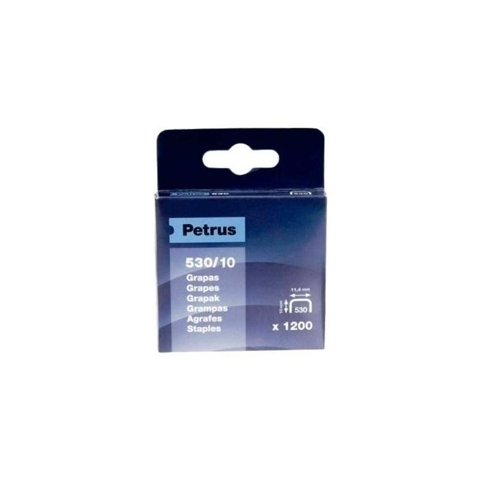 Petrus Grapa cobreada 530/10mm 77515, caja 1200 piezas, alambre cobreado, 11.4x10mm