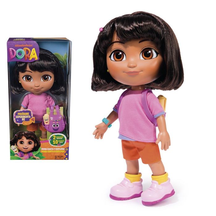 Spin Master 6073379 Dora La Exploradora Canta y Explora - Muñeca Articulada con Canciones y Frases Bilingües, Accesorios, +3 Años