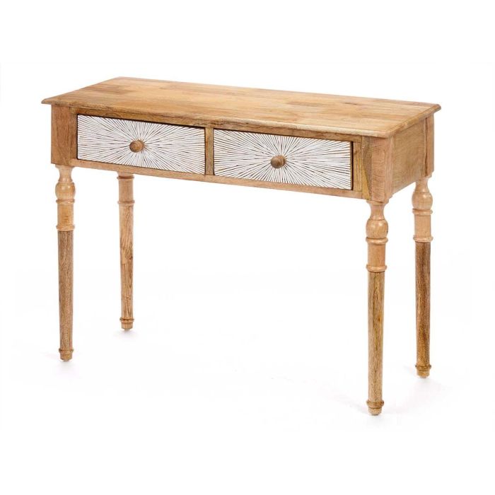 Mesa Recibidor 2 Cajones Lineas Natural Blanco Giftdecor 98x77x42 cm Madera 1 Mesa Recibidor 2 Cajones Lineas Natural Blanco Giftdecor 98x77x42 cm Madera 1