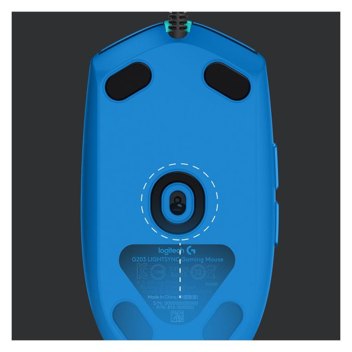 Logitech G203 Lightsync Gaming - Ratón óptico cableado USB, 8000 DPI, 6 botones, RGB, azul