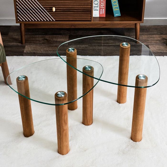 Juego De 2 Mesas Nido Irre. Vidrio Home Deco Factory 1