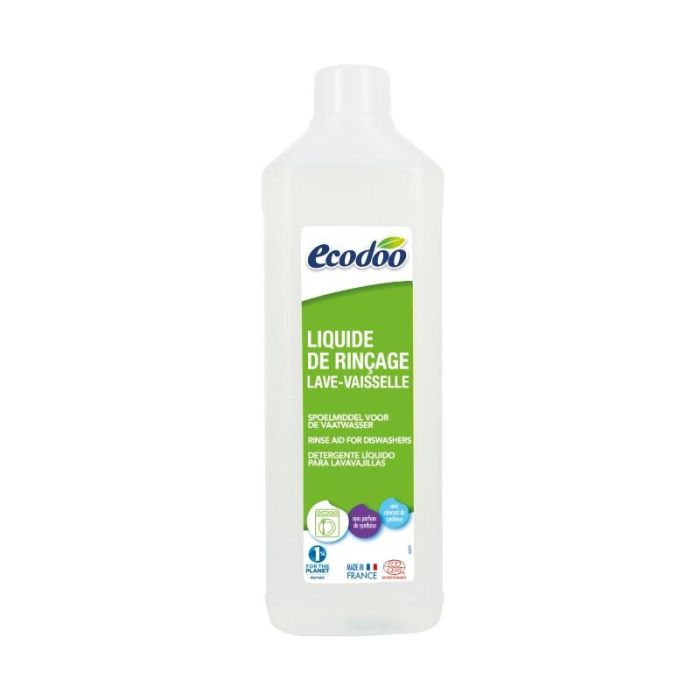 ECODOO Abrillantador Lavavajillas 500ml con Aceite Esencial de Menta, Sin Colorantes, Deja Vajilla Brillante y Sin Marcas