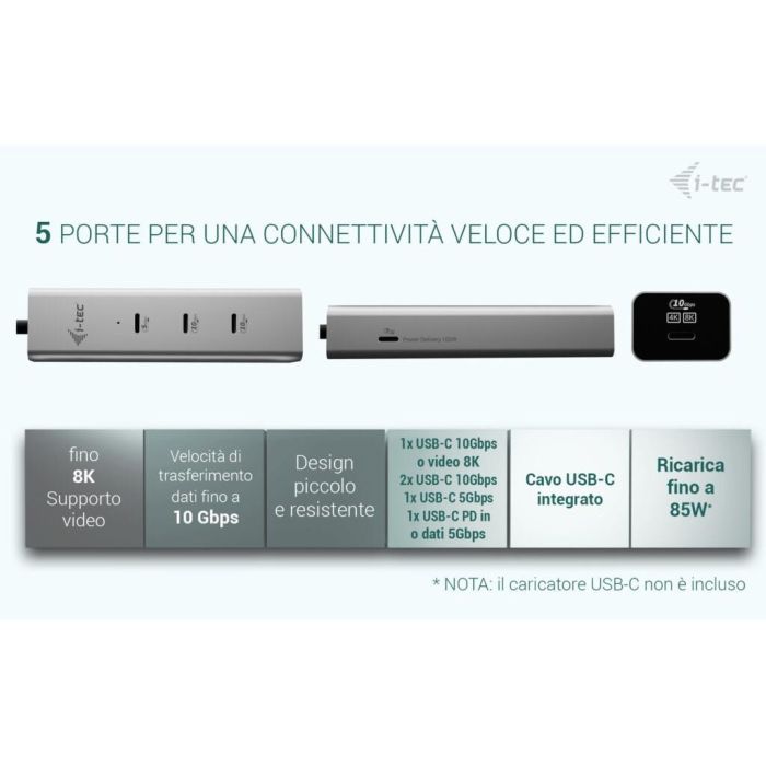 Hub USB i-Tec C31HUBMETAL8KPDPRO Plateado 6