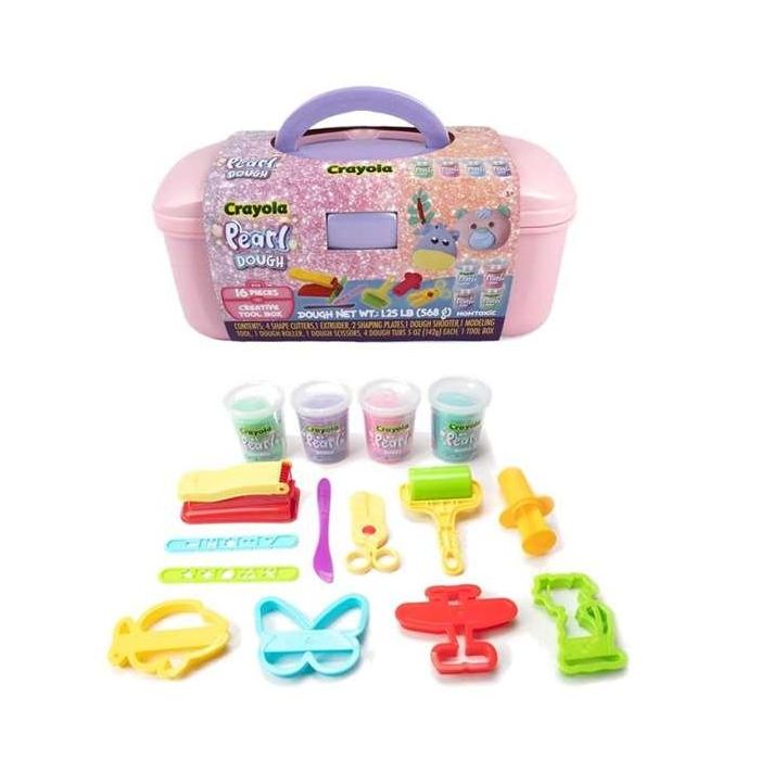 Crayola Maletín de Actividades Creativas Plastilina Pearl Dough 12 Piezas de Modelado y 4 Botes con Brillantina 3+ Años