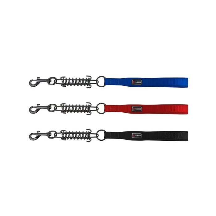 Freedog Correa de Nylon con Muelle, Color Negro, Ancho 20 mm, Longitud 45 cm