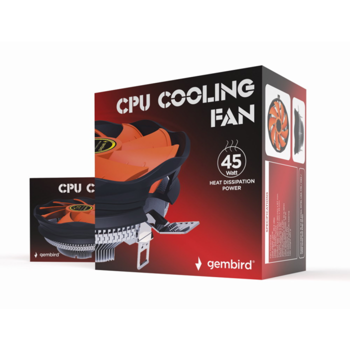 Gembird CPU-HURACAN-X30 Refrigerador de Aire para Procesador Ventilador 12 cm Hidráulico 800-1600 RPM Negro Naranja