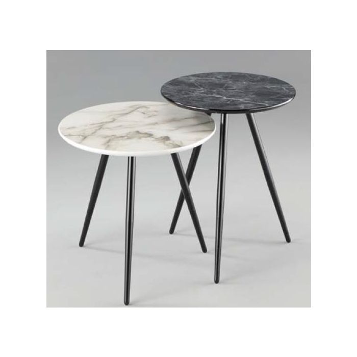 Mesita Auxiliar Moderno DKD Home Decor Blanco Negro 46 x 45 x 46 cm Set de 2