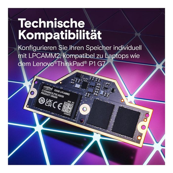 Crucial CT32G75C2LP5X 32GB LPCAMM2 LPDDR5X 7500 MT/s - Memoria RAM para Portátil, 262-pin, 1.05V, Negro 3