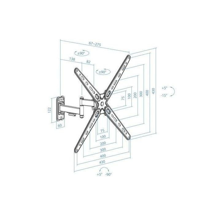 TOOQ SOPORTE PARED PANTALLAS 13-55" GIRA/INCLI NEGRO 4
