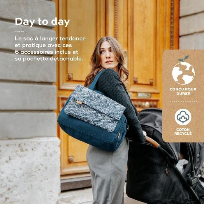 Bolso cambiador Babymoov Day to Day - Moderno y funcional, Capacidad 23L, Muchos bolsillos, 6 accesorios incluidos, Palma 1