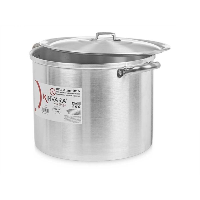 Olla de Aluminio Kinvara 28 cm 12.5 L - Plata, Apta Gas/Horno/Lavavajillas (4 Unidades) 2 Olla de Aluminio Kinvara 28 cm 12.5 L - Plata, Apta Gas/Horno/Lavavajillas (4 Unidades) 2