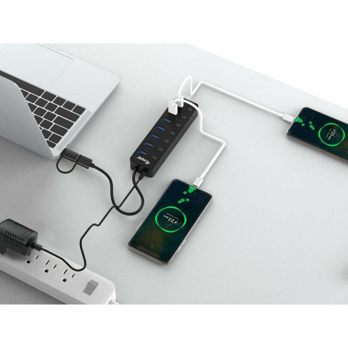 Equip Hub USB 3.2 Gen1 de 7 Puertos con Adaptador de Corriente 128965 - Aleación de Aluminio + ABS 2 Equip Hub USB 3.2 Gen1 de 7 Puertos con Adaptador de Corriente 128965 - Aleación de Aluminio + ABS 2