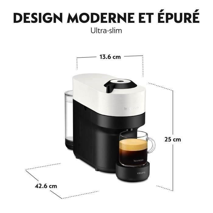 Krups Nespresso yy4889fd Virtuo White Pop Coffee Capsules, cafetera compacta, 4 taza de tamaños, espresso, Bluetooth 3