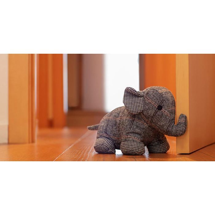 Inofix Tope textil sujetapuertas elefante gris, previene portazos, decorativo 1 Inofix Tope textil sujetapuertas elefante gris, previene portazos, decorativo 1