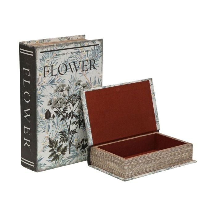 Caja Decorativa Versa Lienzo Madera MDF Flores Libro 2 Caja Decorativa Versa Lienzo Madera MDF Flores Libro 2