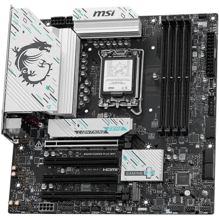 MSI Placa Base B860M Gaming Plus, 601-7E42-02S, Chipset Intel B860, Factor de Forma mATX, Socket LGA 1851, Compatible con Intel Core Ultra Serie 2, 4x DDR5, PCIe 5.0, Wi-Fi 7 2