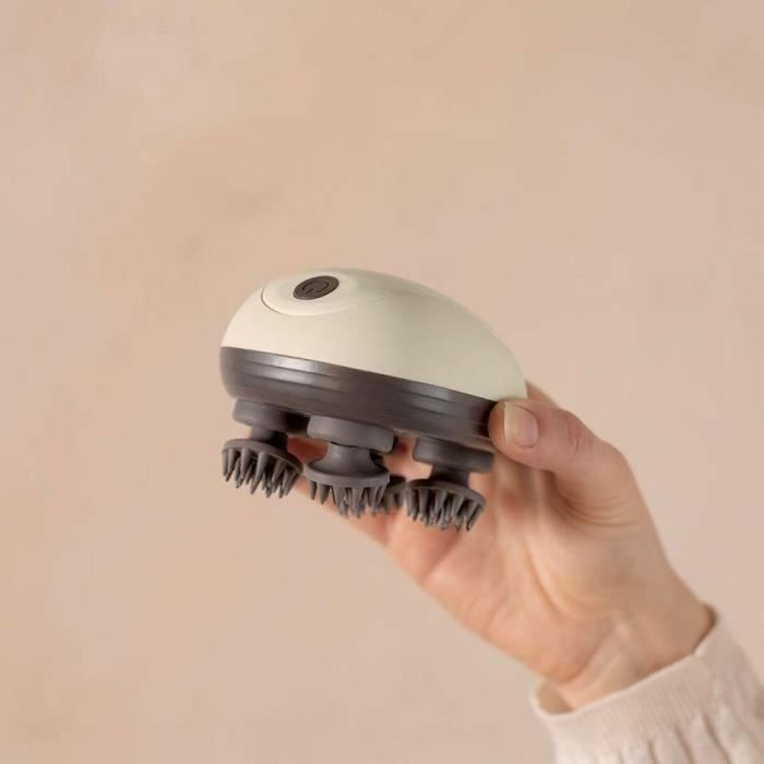 LIVOO DOS202 Masajeador de Cabeza y Cuero Cabelludo, 2 Horas, 96 Púas, 4 Cabezales, 3 Modos, IPX4, Crema / Gris Oscuro 3