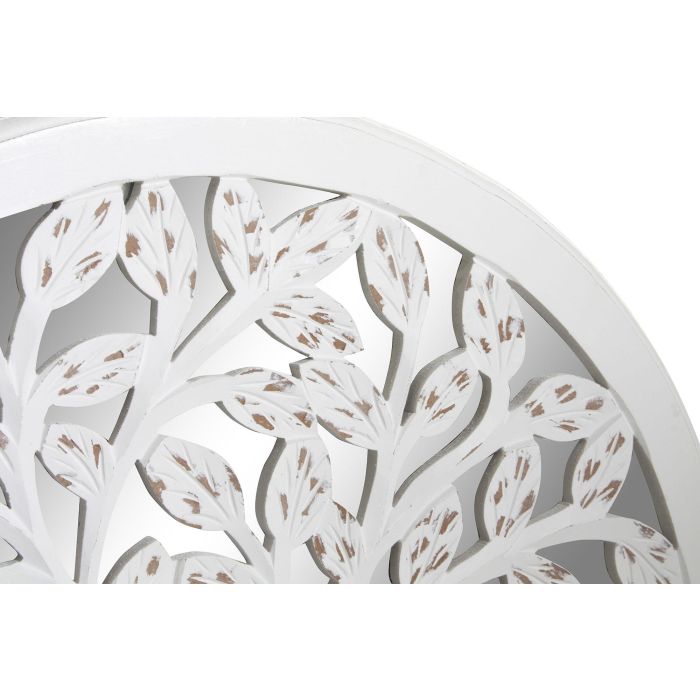DKD Home Decor Decoración de Pared Estilo Indio Blanco con Espejo y Madera de Mango Diseño Árbol 60x60x2 cm 2