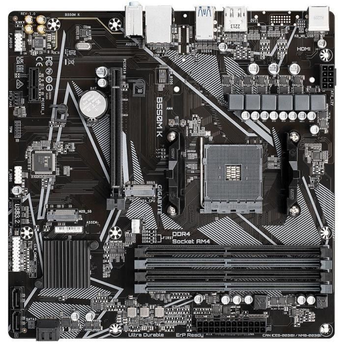 Gigabyte B550M K 1.0 Placa Base AMD B550 Socket AM4 Micro ATX, Compatible con AMD Ryzen 5, DDR4-SDRAM, 9MB55MK-00-10 3 Gigabyte B550M K 1.0 Placa Base AMD B550 Socket AM4 Micro ATX, Compatible con AMD Ryzen 5, DDR4-SDRAM, 9MB55MK-00-10 3