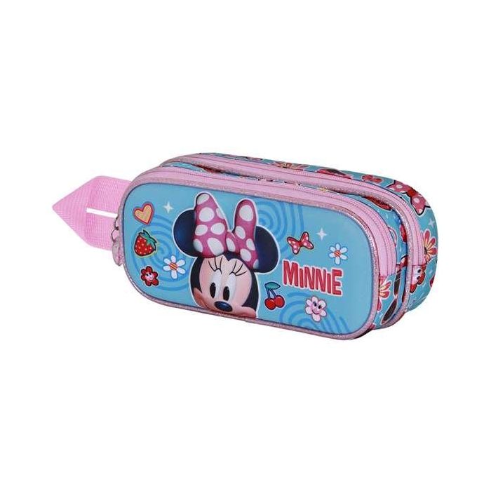 Karactermania Estuche Portatodo Doble 3D Minnie Mouse Happiness, Escolar con Relieve, 2 Compartimentos, Azul, 22x8x9,5 cm 1
