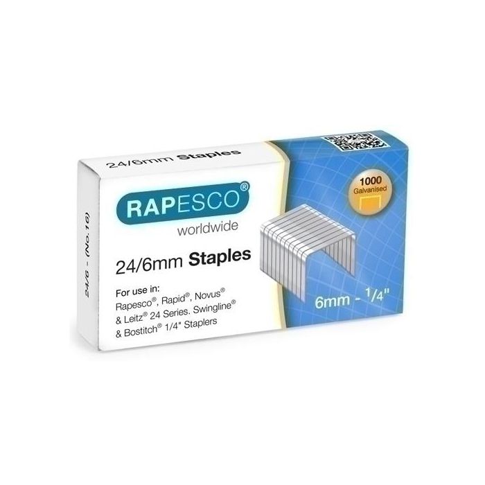 Grapas Rapesco Standard 24/6 Mm. Galvanizadas Caja De 1000