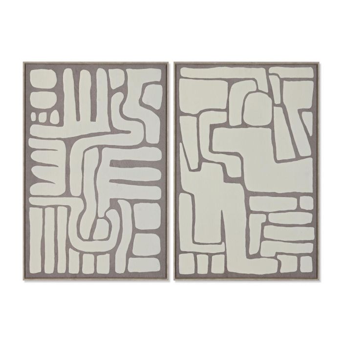 DKD Home Decor Cuadro Decorativo Abstracto Scandi Blanco Beige 90x60x3 cm, de Lienzo y PS, Juego de 2 Unidades DKD Home Decor Cuadro Decorativo Abstracto Scandi Blanco Beige 90x60x3 cm, de Lienzo y PS, Juego de 2 Unidades