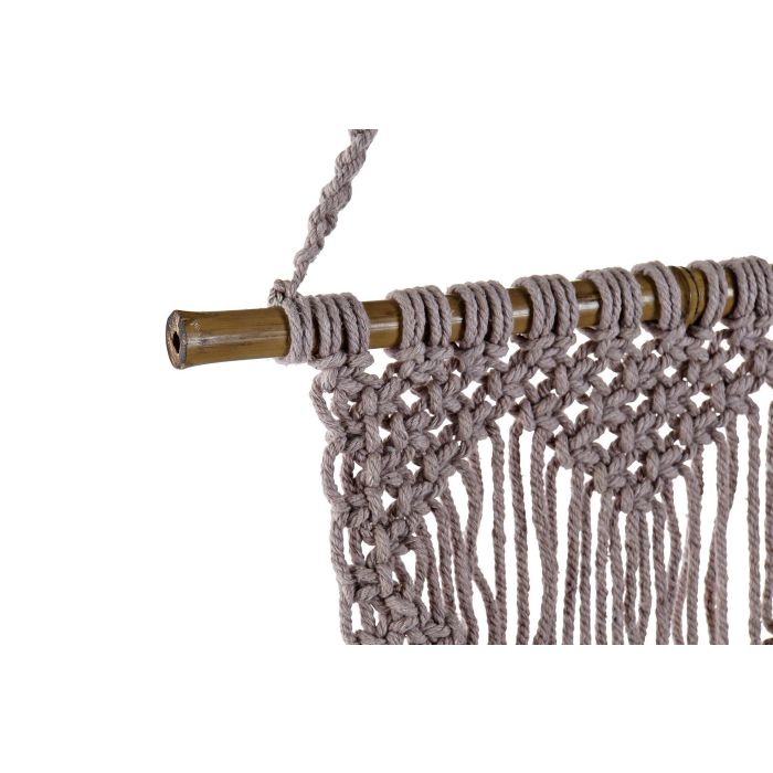 DKD Home Decor Decoración Colgante Boho Macramé Bambú Algodón Marrón Claro 48 x 30 cm 1