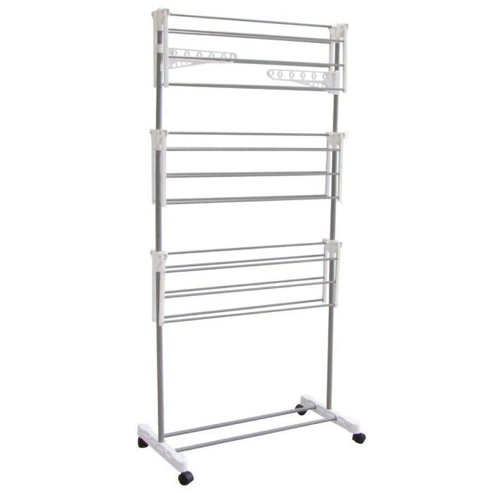 Je cherche une Idee Tendedero 3 Niveles Plegable con Ruedas, 16 Metros de Capacidad, Ideal para Ahorrar Espacio 2