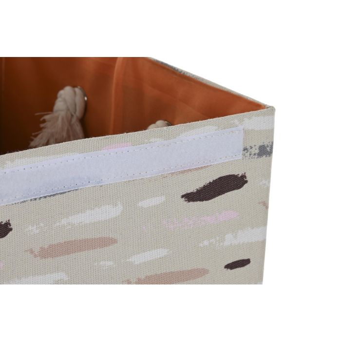 DKD Home Decor Cesta Ropa Basicos Gris Burdeos Poliester 36 x 55 x 36 cm (3 Unidades) 4