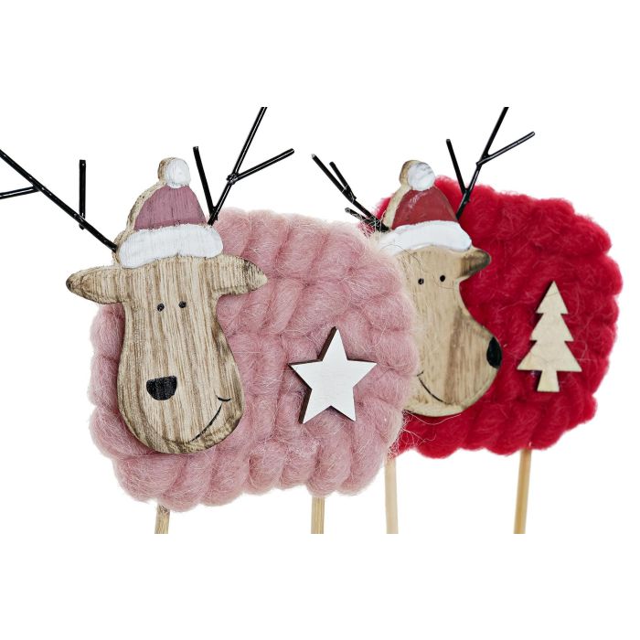 DKD Home Decor Decoración Navideña Tradicional Figuras Surtidas Reno, Estrella y Árbol - Madera y Poliéster, Colores Rosa y Rojo, 4x17x12 cm (4 Unidades) 1 DKD Home Decor Decoración Navideña Tradicional Figuras Surtidas Reno, Estrella y Árbol - Madera y Poliéster, Colores Rosa y Rojo, 4x17x12 cm (4 Unidades) 1