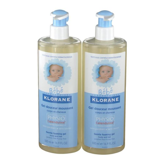 Klorane Bebé Gel Limpiador Suave 2x500ml
