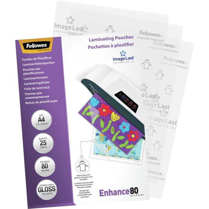 Fellowes Fundas Plastificar Brillo DIN A4 80 mc Pack 25 Unidades 2