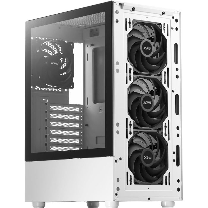 XPG ATX Midi Tower weiß Glas Torre Media Blanca con Panel de Vidrio Templado y 4 Ventiladores de 120mm, Compatible con ATX/mATX/ITX 3
