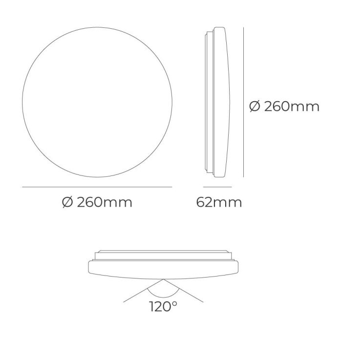 Aplique led circular de superficie 12 W 3cct 1160 lm ø26 x 6,2 cm 3