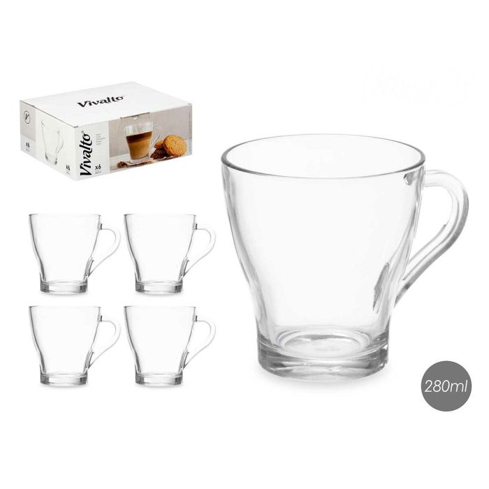 Taza de café y té Vivalto 1 Transparente Vidrio 280 ml (6 Unidades) 3