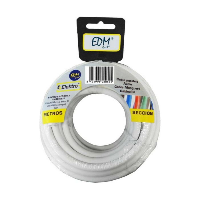 Edm Manguera plana 2 x 1,50 mm² blanca 5 m Cable plano