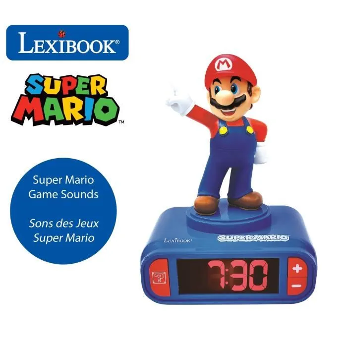 LEXIBOOK Despertador Digital Super Mario Bros con Luz Nocturna y Pantalla LCD para Niños +3 Años 1