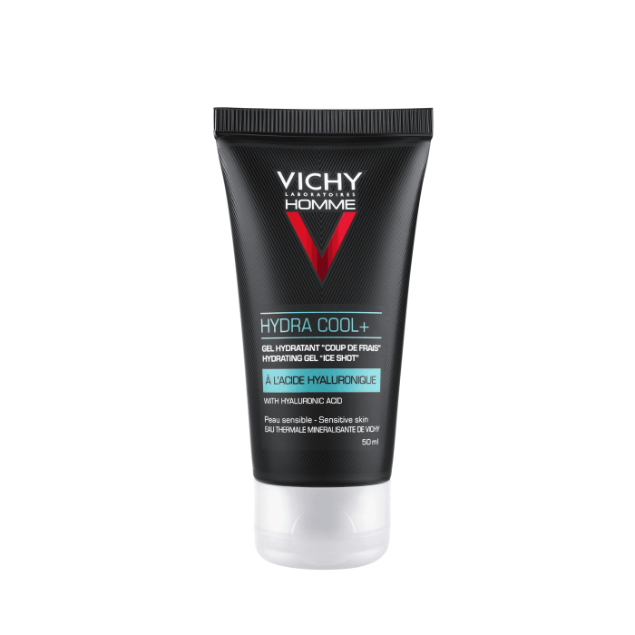 Vichy HOMME Hydra Cool+ Gel Hidratante Sensitive Rostro y Contorno de Ojos para Hombre, 50 ml