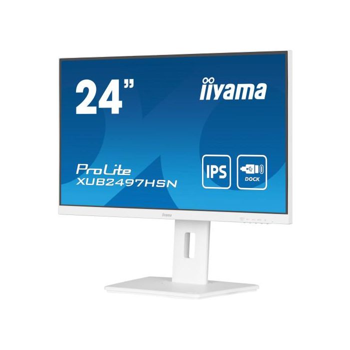 Iiyama ProLite XUB2497HSN-W2 Monitor 24" Full HD IPS, USB-C Dock, RJ45, Ajustable, Blanco 4