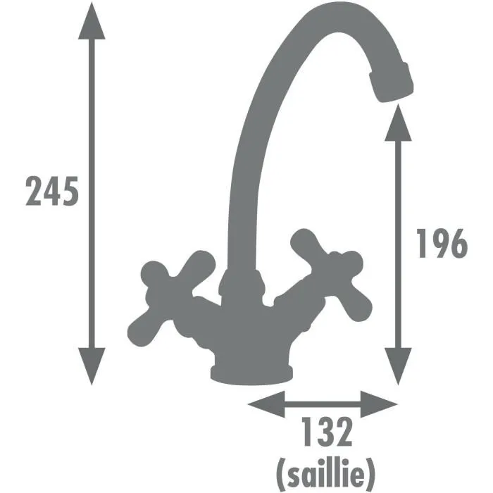 Edouard Rousseau AAAUB69442 Mezclador de Lavabo Retrosol Base Ø 52 mm Caño Giratorio Alto Bronce Viejo 1