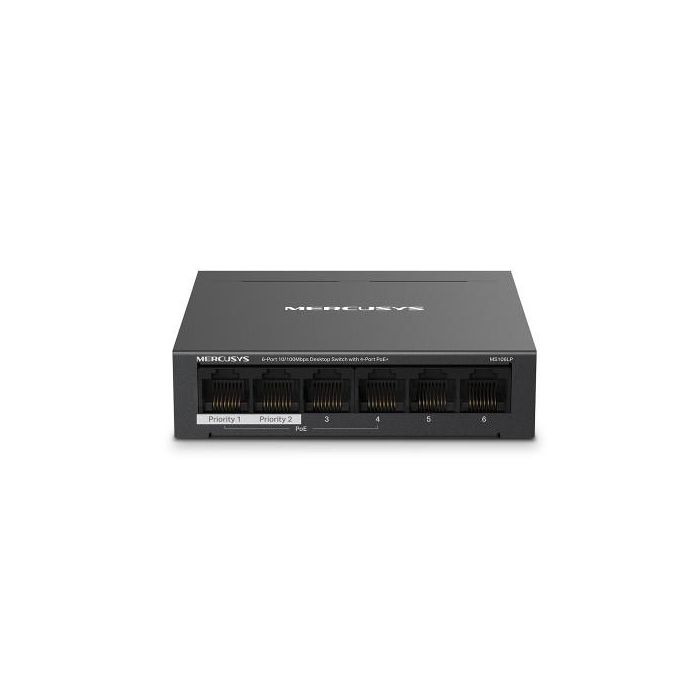 MERCUSYS MS106LP Switch Gestionado Fast Ethernet (10/100) con Power over Ethernet (PoE) Negro, 6 Puertos RJ-45