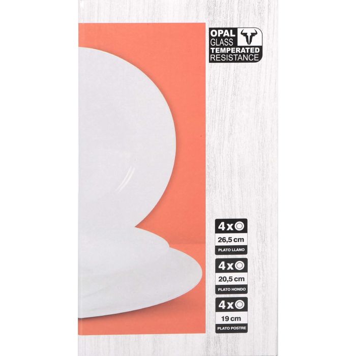 La Mediterranea Vajilla 12Pcs Red.Opal "Temara" 26.5 cm, 20.5 cm, 19 cm (2 Unidades)