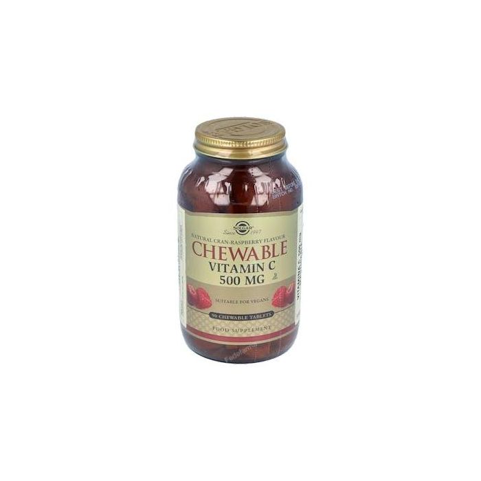 SOLGAR Vitamina C 500Mg. Frambuesa 90 Comprimidos Masticables. Antioxidante, Apoyo Inmune. Apto Veganos