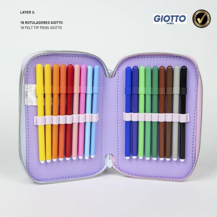 Plumier Doble Stitch Lila 12,5 x 6,5 x 19,5 cm 2 Plumier Doble Stitch Lila 12,5 x 6,5 x 19,5 cm 2