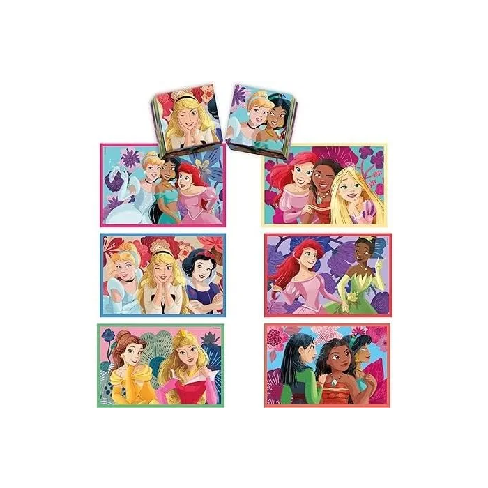 Clementoni CLE8005125182978 Edukit Princesas Disney Caja de aprendizaje 4 en 1: 2 rompecabezas, 1 nota, 1 juego de 6 cubos - Made in Italy 3