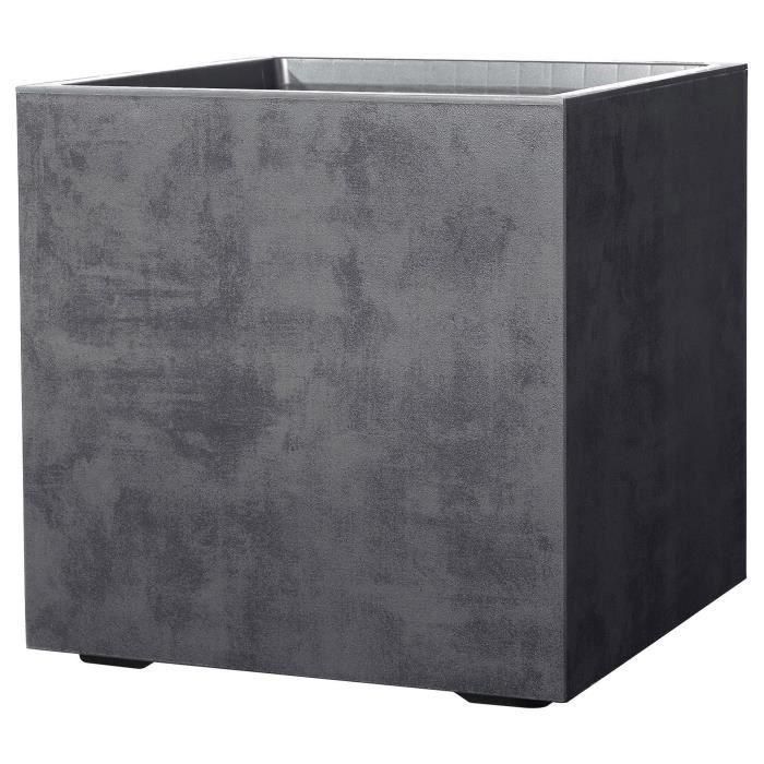 Deroma 9H834SZ Maceta Cubo Millennium R Antracita con Reserva de Agua y Ruedas 49 cm