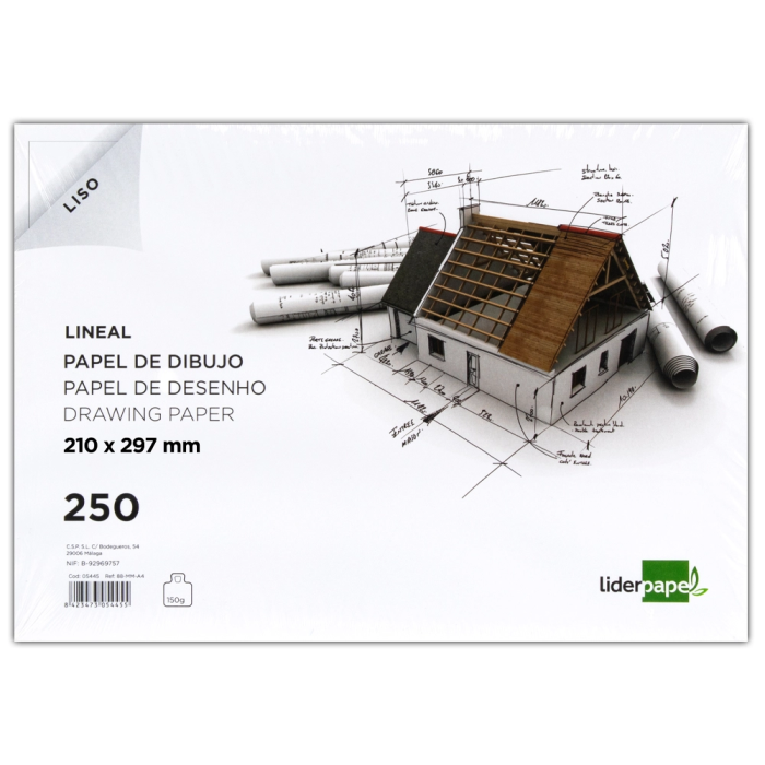 Liderpapel Papel Dibujo Lineal A4 210x297mm 150g/m2 con Cajetín para Datos 3