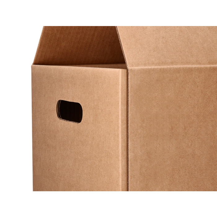 Q-connect Caja de Cartón para Embalar y Mudanzas Americana con Asas, Plegable, Kraft Reciclado Canal Simple, 400x290x220 mm 1