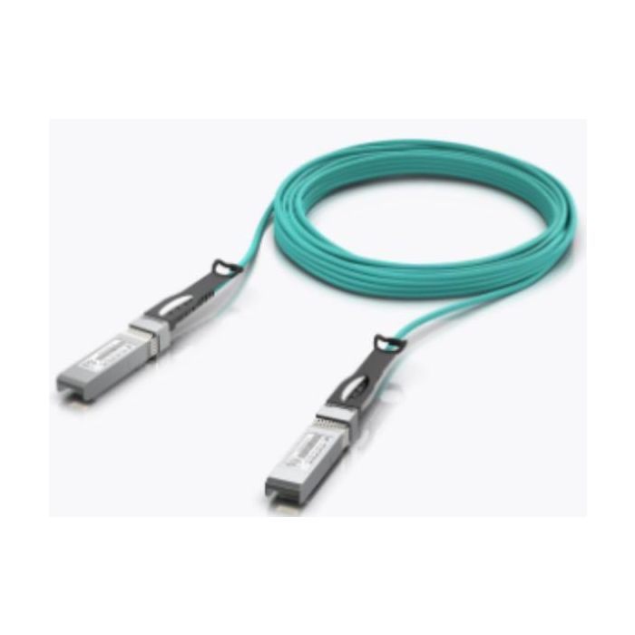 Ubiquiti Cable Óptico Activo SFP+ a SFP+, 10 Gbps, 5m Aqua, con Transceptores Ópticos para Conexiones Red entre Switches y Racks